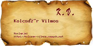 Kolcsár Vilmos névjegykártya